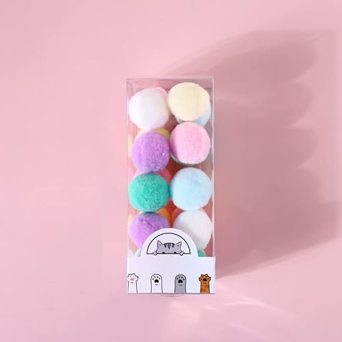 wangyun 20 stück Filzbällchen Katzenspielzeug Bälle Weiche Kätzchen Pompon Spielzeug Indoor Katzen Interaktives Spielen Leise Ball für Handwerk DIY Kreative Dekorationen(3cm)
