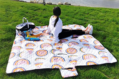 HNDXLHH Picknickdecke Wasserdicht Rosa Wassermelone Picnic Blanket Wasserdicht, Picknick-Matte mit Tragegriff, Faltbar Picknick Decke,Outdoor Stranddecke für Camping, Picknick, Reise