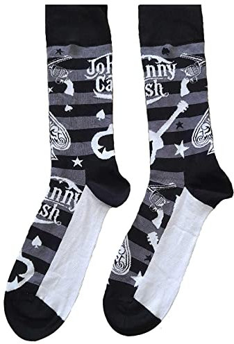 Johnny Cash Socken Guitars N Guns Logo Nue offiziell Herren Schwarz (UK SIZE UK Size 7-11