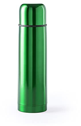 Termo de café para llevar- Botella térmica de medio litro en acero inoxidable con doble pared. Termo para bebidas calientes o frias con tapón de seguridad/taza (Verde)