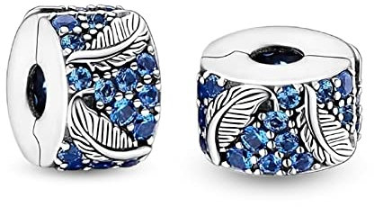 Annmors 925 Sterling Silber Bead Charms für Europäische Armbänder und Halskette Blue Pavé Clip Perlen mit 5A Zirkonia, Weihnachten, Valentinstag, Muttertag, für Frauen und Mädchen packs of 2