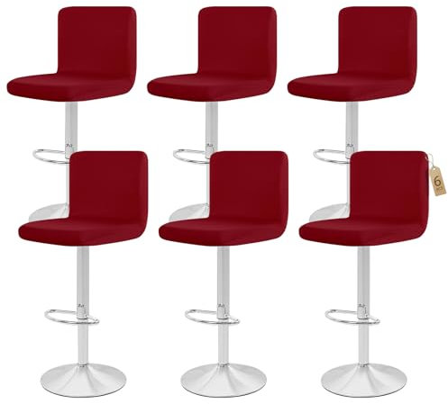Showgeous 6 Stück Bar Stuhlhussen,Barhocker Abdeckungen Stretch Abnehmbare Esszimmerstuhl Abdeckungen für Kneipentheke,Dining Chair Barhocker Zähler Schonbezüge Esszimmer Stuhl Schonbezug(Bordeaux)