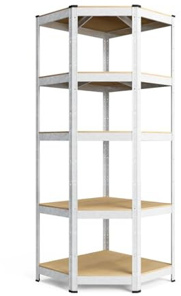 baudim - Eckregal 750kg 180x70x40x42,5cm Schwerlastregal/Steckregal mit 5 Böden und 150kg Tragkraft, Metallregal, Garagenregal oder Lagerregal, Kellerregal/Lastenregal, Werkstattregal Metall verzinkt