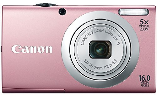 Canon PowerShot A2400 is 16.0 MP Digital Camera with 5X Optical Zoom 24mm Wide-Angle Lens with 720p Full HD Video Recording, and 3.2-Inch Touch Panel LCD Pink (Renewed)
