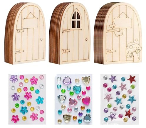 30 Piezas De Puertas De Madera De Hadas, 3 Pegatinas De Gemas, Varios Estilos, Adornos Creativos Y Decoraciones De Bricolaje