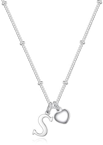 TINGN Geschenke für Teenager Mädchen - Silberkette Damen 925 Kette mit Anhänger Herz Silber Kette mit S Buchstaben Halskette Silber Damen, Personalisierte Mädchen Weihnachtsgeschenke für Frauen