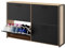 CASABEL Meuble de Rangement à Chaussure Industriel 24 Paires - Double Compartiment - Armoire Etagere Grande Capacité pour Entrée, Couloir - L114xP24xH83 cm - Portes Noires Cadre Bois Clair