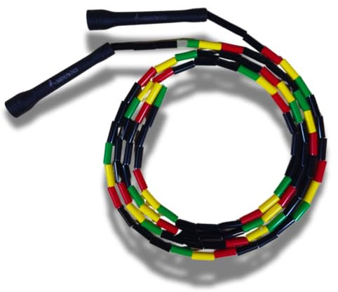 Elevate Rope Corda professionale per saltare con perline – 3 m regolabile, perle di qualità e filo poli – per freestyle, cardio & trucchi – adatto a tutti i livelli e interni/esterni. (Rasta)
