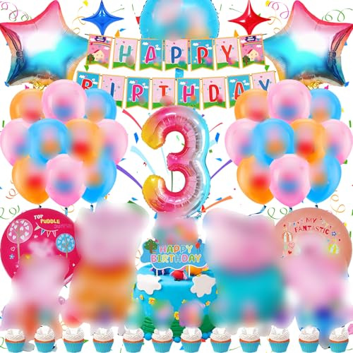 Pig Geburtstag Deko 3 - Teilige Geburtstagsparty Ballon Set, 3D Ballon Set in Rosa, Hochwertig & Umweltfreundlich, Einfach zu Montieren