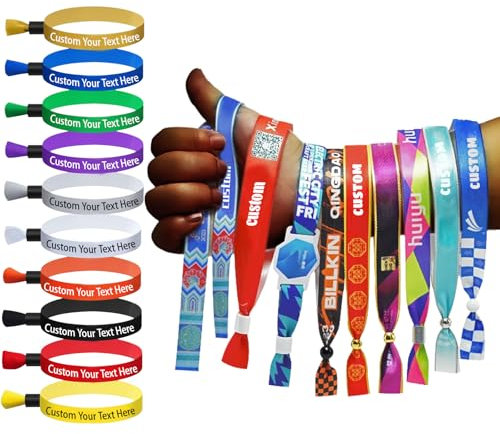 Bracelets en tissu personnalisés, texte personnalisé et événements de logo Bracelet VIP Bracelets colorés pour les rassemblements de festival Concert de fête d'admission Bracelet en tissu Customiesd