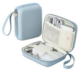 Linpr Portable Charger Case, Tech Electronic Organizer Bag, Blue, L | Small Travel Storage Pouch for Laptop Accessories, MacBook Power Adapter, Charging Cords, USB Drives, Power Bank