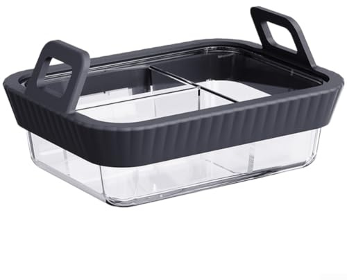 Air Fryer Glas Backform Mit Silikon Für Griff Hitzebeständig Quadratische Schale Für Heißluftfritteuse Zubehör Spülmaschinenfest Schwarz Grau 21x16x6cm(3 Black)