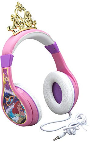 Disney Kids Headphones for Kids Princess Adjustable Stereo Tangle-Free 3.5mm Jack Wired Cord Over Ear Headset for Children Parental Volume Control Kid Friendly Safe Perfect for School Home Travel