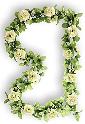 CBK-MS Rosen weiß Rosengirlande Blumengirlande Fahrrad Basil Blumen für Lenker + Korb