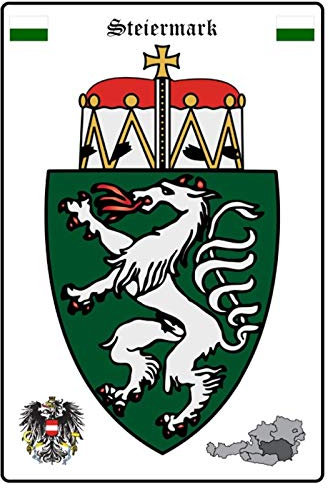 Schatzmix Steiermark Wappen Metallschild Wanddeko 20x30 cm tin Sign Blechschild, Blech, Mehrfarbig