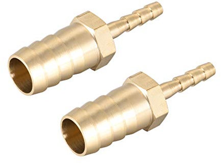 sourcing map Straight Brass Barb Fitting Reducer, Fit Hose ID 12mm to 4mm 2pcs