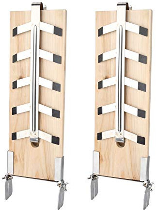 Einfeben 2X Räucherbrett Flammlachsbrett Zedernholzbrett mit Stabiler Edelstahl-Halterung für Feuerschale & Grill