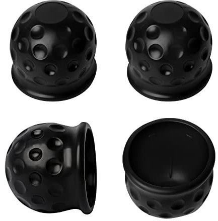 Anruyi 4PCS Copertura per Gancio di Traino, Tappo Gancio Traino Rimorchio Copertura Rimorchio in Gomma Nera, la Massima Diametro 50mm per proteggere l’Auto, Adatto Veicoli Vari, Rimorchi e Navi
