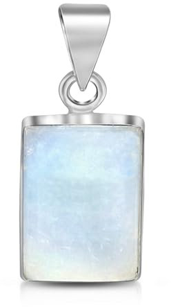 Unique Gems Kettenanhänger Silber 925 Sterlingsilber Regenbogen Mondstein 7.6 Karat Silberanhänger Damen