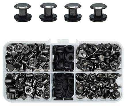 60 Sets Chicago Screw Post Binding Screw Kit (M5X6mm, Hellschwarz)