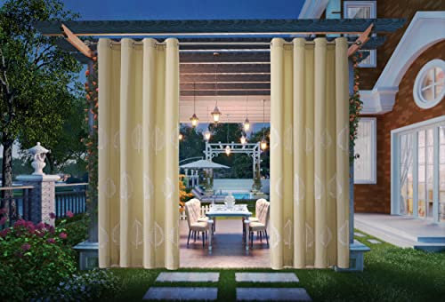 Outdoor-Vorhänge Garten,Terrasse,wasserdicht,verdunkelnd,wärmeisoliert,mit Ösen,Sichtschutzvorhang den Außenbereich,Balkon,Pavillon,Pergola,Innen- und Wohnzimmer (P-Beige,1 Panel B 132 x L 213 cm)