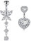 WillTen 10MM Silber Bauchnabelpiercing Schmetterling Anhänger Klar CZ Nabelpiercing Chirurgenstahl Herz Diamant 14G Bauchpiercing Damen Bananabells