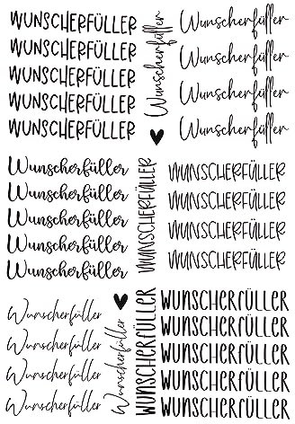 Fräulein Lotti | Wasserschiebefolie fuer Kerzen - Thema: Wunscherfüller | Tattoofolie | schwarz DIN A4