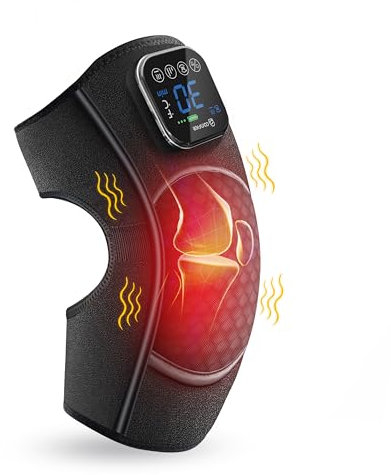 COMFIER Masajeador inalámbrico para rodillas, envoltura de rodilla calentada con vibración, 4 niveles de calefacción de grafeno, regalos para mamá papá