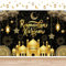 Shinybox Eid Mubarak Hintergrund Banner, Schwarz Gold Ramadan Mubarak Hintergrund Banner mit Stern Mond Muslimischer Ornament, Ramadan Dekoration, Muslim Festival Party Hintergrund, 180 x 110cm(A)