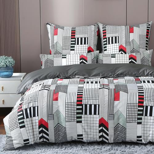 MILDLY Satin Bettwäsche 135x200 Baumwolle, Geometrische kühlende Bettwäsche-Sets mit Reißverschluss öKotex Zertifiziert Tennessee