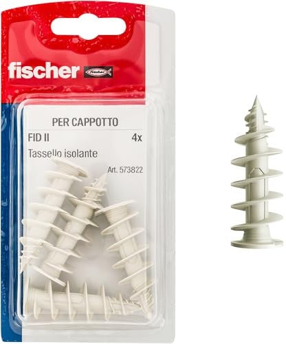 Fischer FID II 50 mm, 4 chevilles pour manteau, isolantes, pour fixation de charges légères, 573822