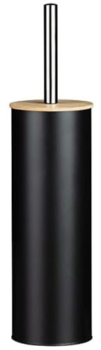 RA-HOMESTORE® New Elegant Durable Toilet Brush & Holder with Lid 5L Wooden Lid Pedal Bin (Black)