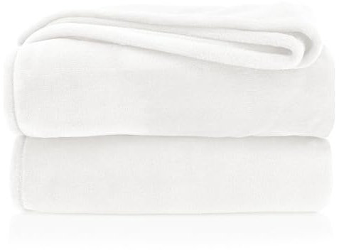 Kuscheldecke flauschig Flanell Wohndecke warm Oekotex Tagesdecke Überwurf Sofadecke fusselfrei Fleecedecke Super Soft XXL Decke 220x240 cm Typ380 weiß