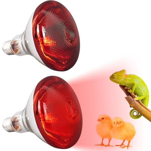 BAIFULAI 2 Stück Rotlichtlampe Wärmelampe Hühner, 150W E27 Wärmelampe für Küken, Heizlampe Hühnerstall aus Verdicktes Quarzglas, Kückenlampe für Küken, Ferkel, Welpen, Langlebig 5000 Stunden