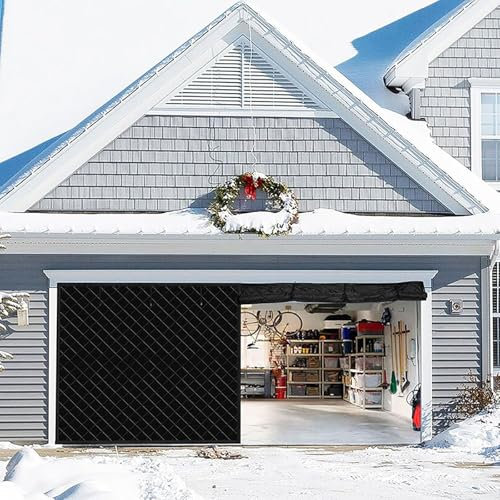 Rideau de porte à isolation thermique magnétique,écran de porte de garage for l'hiver,kit d'isolation de porte de garage en tissu Oxford plus épais,kit d'isolation de fenêtre de couverture de garage(B