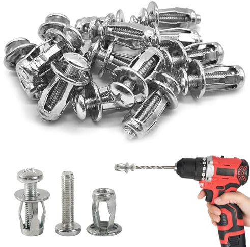 20Stück M6x25hohlraum Metallanker,Hohlraumdübel Metall,Hohlraumdübel,Jack Nuts Petal Nuts,Expansion Nuts,Dünne Befestigungen Hohlwandanker Sortiment Kit Schwerlast Für Dünne Wände Hohltüren Eisenblech