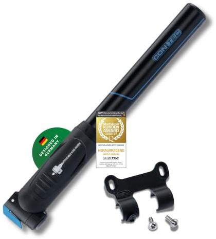 CONTEC Minipumpe Air Support Flex, 21 cm, aus Aluminium und Kunststoff, 7 bar/100 psi, für alle Ventile, inkl. Halterung, 1 Stück