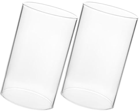 HOMSFOU Lot De 2 Abat-Jour Transparents Ouverts en Verre pour Bougies Piliers Bougeoirs en Verre Cylindriques Protection Coupe-Vent pour Décoration Intérieure Et Créations