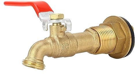 Aramox Messing Drum Spigot Regen Drum Zapfen Messing Wasserventil mit 1/2 Zoll Viertel Drehkugelventil und Schottermeldung für Wassertanks Pools Badewanne