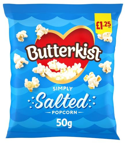 Butterkist Delicious Popcorn Cinema Snacks (15 Bags x 50g, Simply Salted Popcorn)
