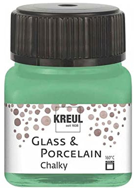 KREUL 16640 - Glass & Porcelain Chalky Rosemary Green, 20 ml Glas, sanft - matte Glas- und Porzellanmalfarbe auf Wasserbasis, schnelltrocknend, deckend