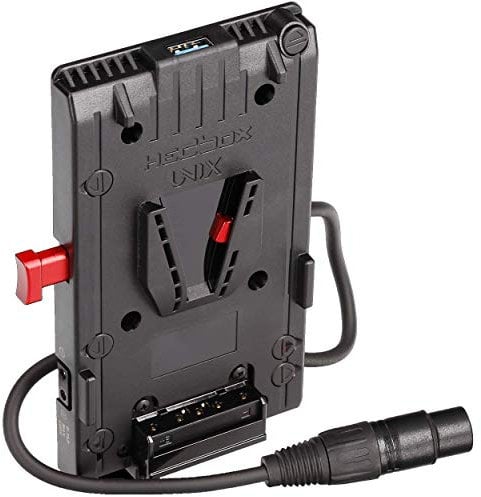 HEDBOX UNIX-4X - V-Mount Akkuplatte mit 3X D-Tap und USB, Anschlusskabel mit 4-Polig XLR Stecker