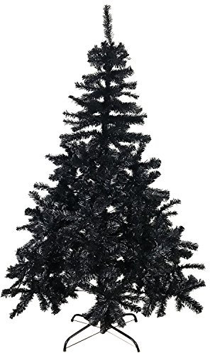 FineHome - Albero di Natale artificiale, 120-150-180 cm, con supporto, colore: nero, dimensioni: 120 cm