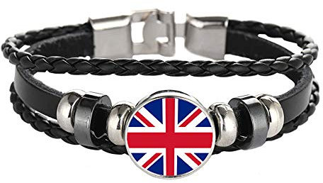 Großbritannien Flagge geflochtenes Armband Leder Kette Kristall Armband Souvenir, Mode handgefertigte Armband für Mann & Frau besonderes Tagesgeschenk