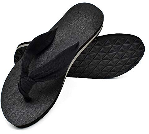 KuaiLu Flip Flops Damen Weich Stoff Zehentrenner Frauen Bade Sandalen Bequeme Füße Badelatschen Yoga Matte Fussbett Sommer Strand Zehensandalen rutschfest Gummi Indoor Outdoor Schwarz 38