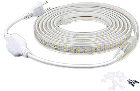 FOLGEMIR 1m LED Band Warmweiß, 2835 SMD 180 Leds/m Streifen, 220V 230V Strip, sehr helle Beleuchtung, IP65 wasserdicht für Garten Party Hochzeit Deko