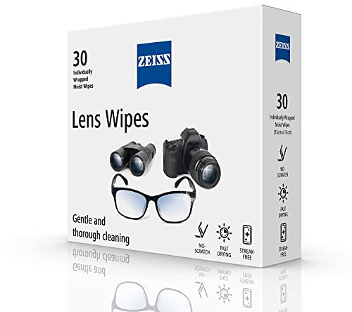 Zeiss Lot de 30 lingettes pour objectif – Emballées individuellement pour appareil photo, lunettes – Lingettes anti-brouillard pour lunettes, chiffon de voyage