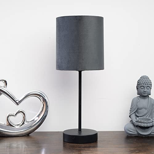 Hove Metal Table Lamp with Velvet Grey Shade