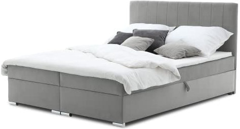 Boxspringbett Grenland 160x200 mit Bonnell-Federkernmatratze und Topper. Kontinentalbett Stauraumbett dekoratives Kopfteil! Das Beste Doppelbett für Seniorenbett! (Trinity 14) Grenland160x200