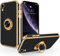 SouliGo iPhone XR Hülle, iPhone XR Handyhülle Slim weiche TPU Case Cover mit 360 Grad Ring Halter Ständer stabil Kratzfest Hülle für iPhone XR/iPhone 10 XR 6.1'' Schwarz Gold